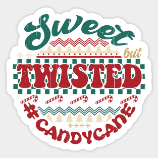 Sweet But Twisted CandyCane, Retro Christmas Sticker